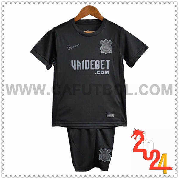 Segunda Equipacion del Corinthians Ninos Negra 2024 2025