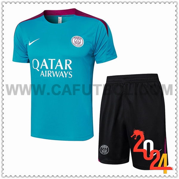 Camiseta Entrenamiento + Cortos PSG Verde/Violeta 2024 2025