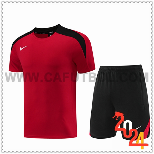 Camiseta Entrenamiento + Cortos Nike Rojo/Negro 2024 2025