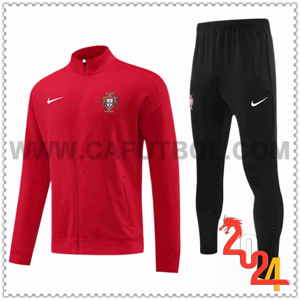 Chaquetas Chandal Futbol Portugal Rojo 2024 2025