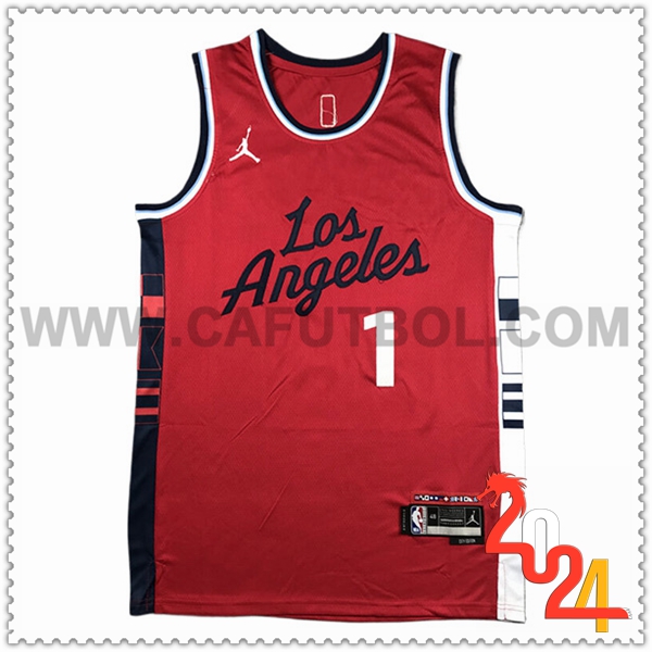 Camisetas De Futbol Los Angeles Clippers (HARDEN #1) 2024/25 Rojo/Blanco/Negro