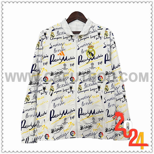 Rompevientos Real Madrid Blanco/Negro/Amarillo 2024 2025