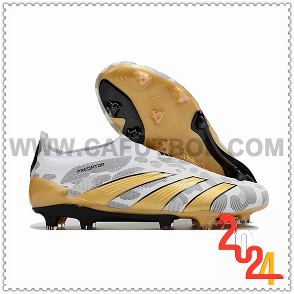 Adidas Botas De Fútbol PREDATOR ELITE LACELESS BOOTS FG Blanco/Gris/Amarillo