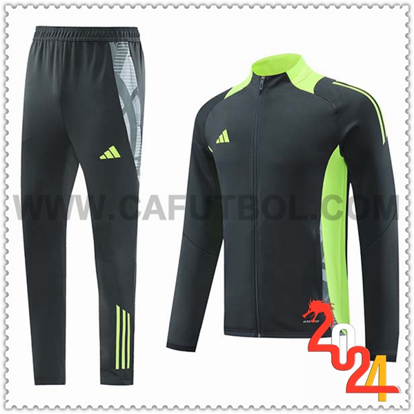 Chandal Chaqueta Futbol Adidas Gris/Verde 2024 2025