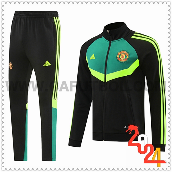 Chandal Chaqueta Futbol Manchester United Negro/Verde 2024 2025