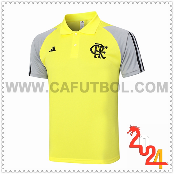 Camiseta Polo Flamengo Amarillo/Negro/Gris 2024 2025