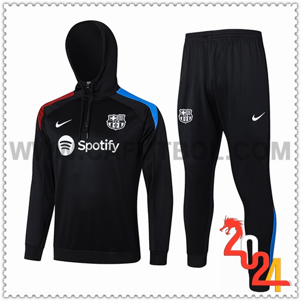 Chaqueta Con Capucha Chandal Rompevientos FC Barcelona Negro/Rojo/Azul 2024 2025 -02