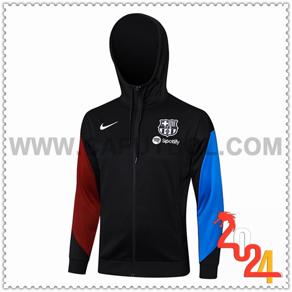 Chaqueta Con Capucha FC Barcelona Negro/Rojo/Azul 2024 2025