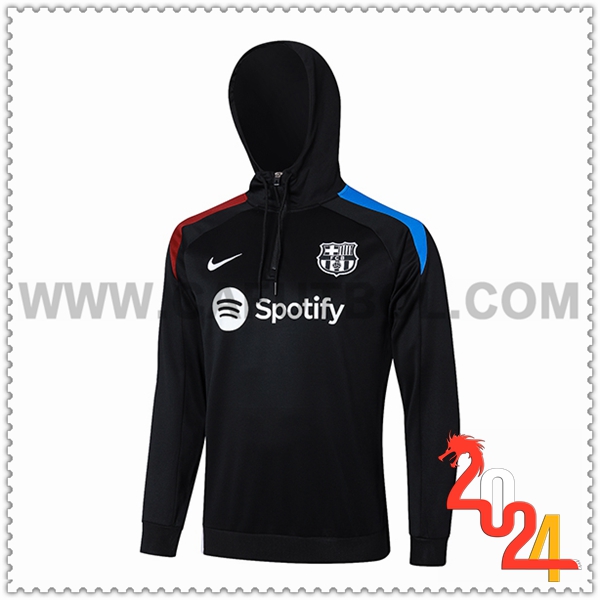 Chaqueta Con Capucha FC Barcelona Negro/Rojo/Azul 2024 2025 -02