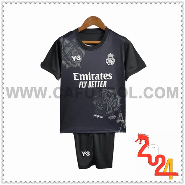 Equipacion del Real Madrid Y3 Ninos Negro Edicion especial 2024 2025