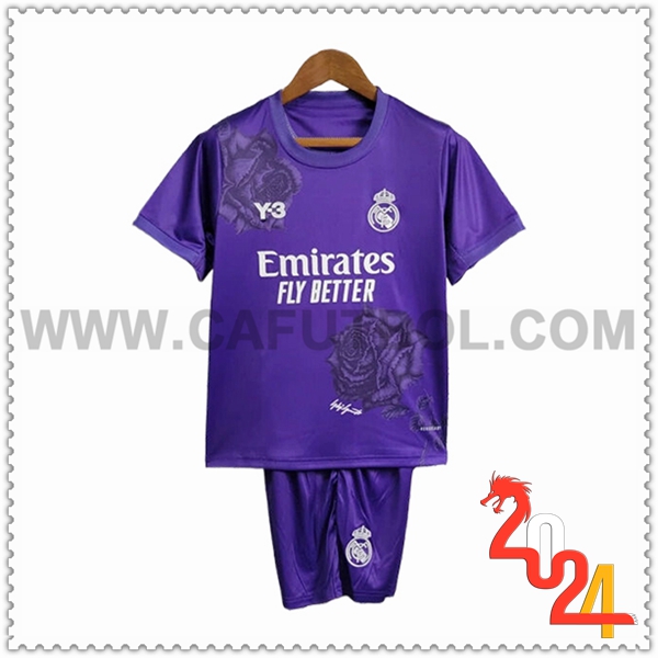 Equipacion del Real Madrid Y3 Ninos Purpura Edicion especial 2024 2025