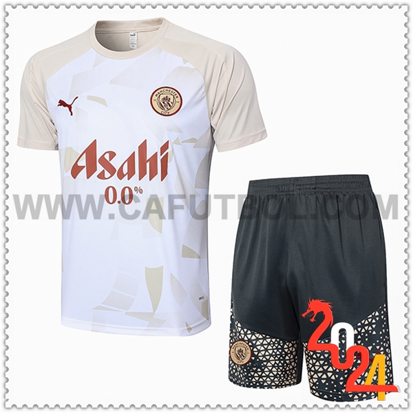 Camiseta Entrenamiento Manchester City Blanco/Amarillo 2024 2025