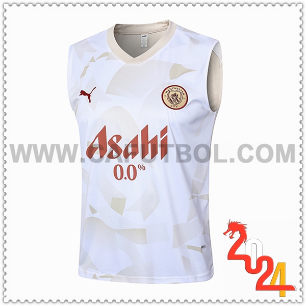 Chalecos de Futbol Manchester City Blanco/Amarillo 2024 2025