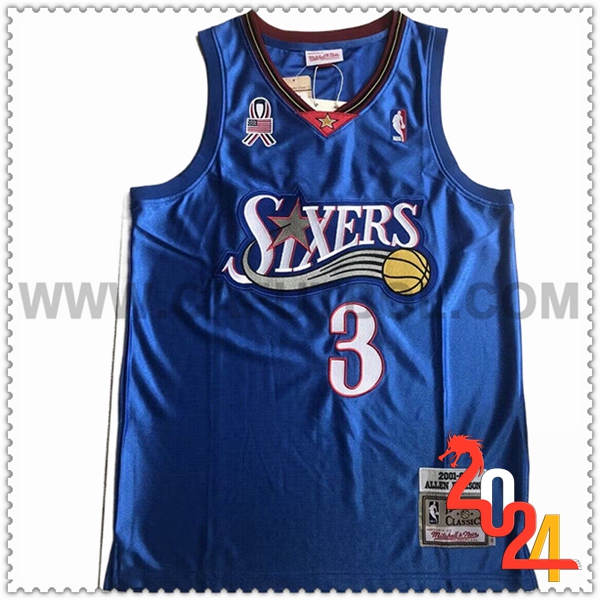 Camisetas NBA Philadelphia 76ers (IVERSON #3) 2024/25 Azul