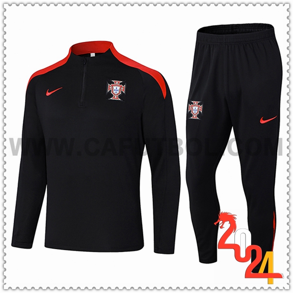 Chandal Futbol Portugal Negro/Rojo 2024 2025