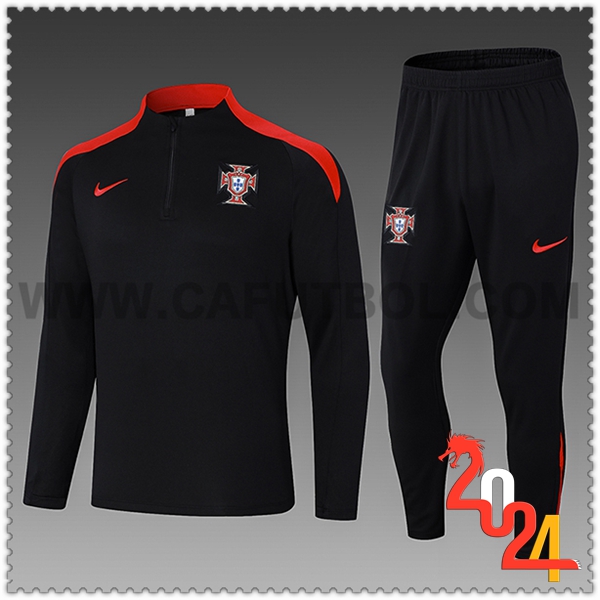 Chandal Futbol Portugal Ninos Negro/Rojo 2024 2025