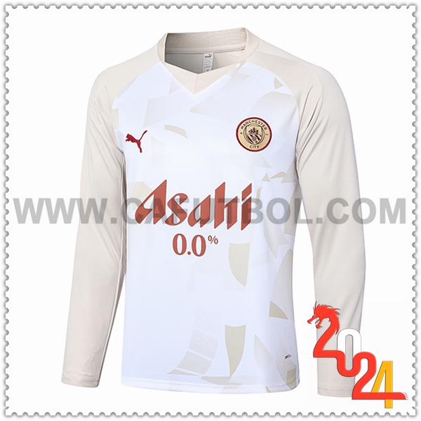Sudadera Entrenamiento Manchester City Blanco/Amarillo 2024 2025