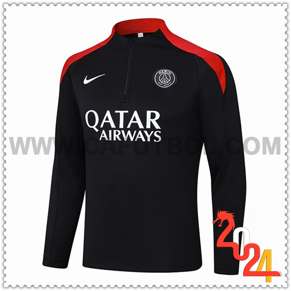 Sudadera Entrenamiento PSG Negro/Rojo 2024 2025