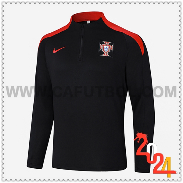 Sudadera Entrenamiento Portugal Negro/Rojo 2024 2025