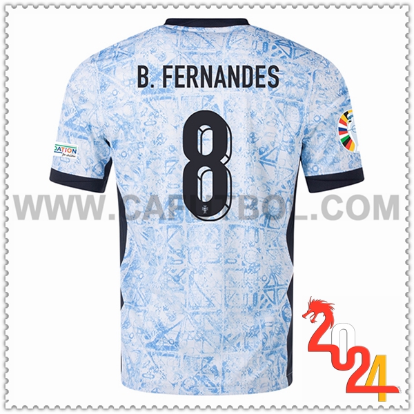 Segunda Camiseta Futbol Portugal B. FERNANDES #8 Eurocopa 2024