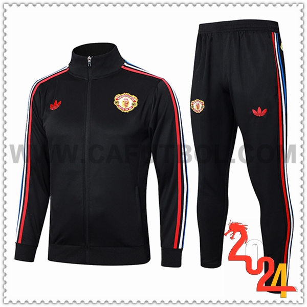 Chandal Chaquetas Futbol Manchester United Negro 2024 2025