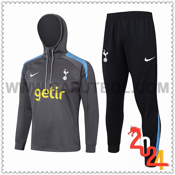 Chaqueta Con Capucha Chandal Rompevientos Tottenham Hotspur Gris Oscuro 2024 2025