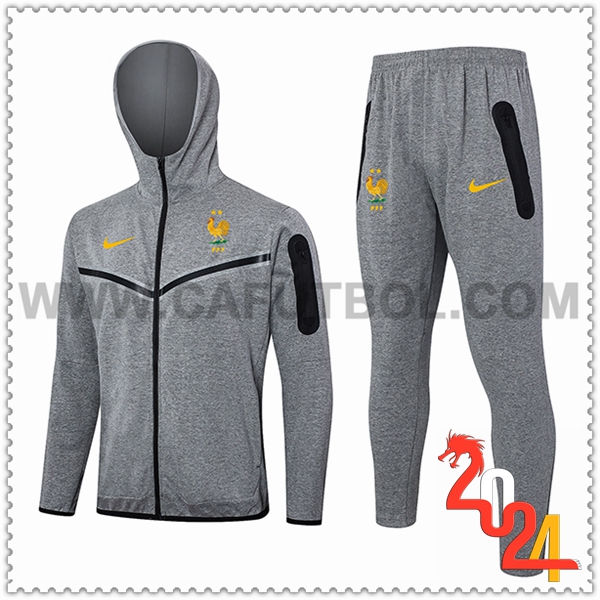 Chaqueta Con Capucha Chandal Rompevientos Francia Gris 2024 2025