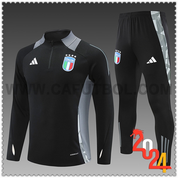 Chandal Futbol Italia Ninos Negro/Gris 2024 2025