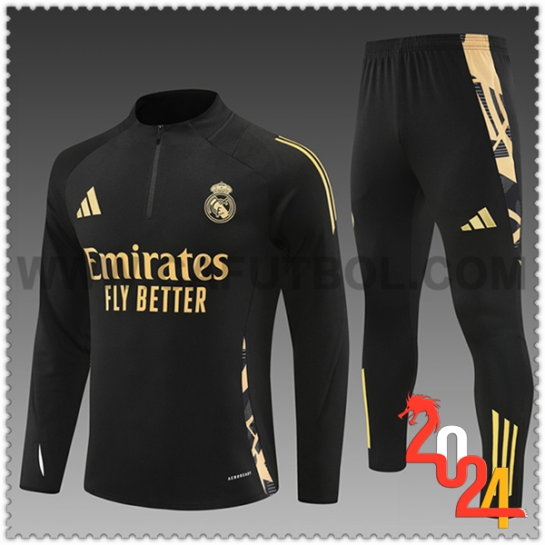 Chandal Futbol Real Madrid Ninos Negro/Amarillo 2024 2025