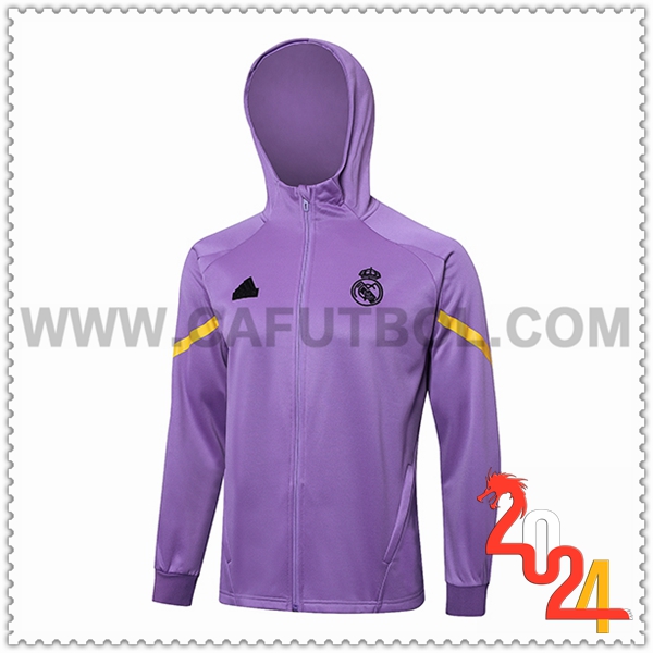 Chaqueta Con Capucha Real Madrid Violeta/Amarillo 2024 2025