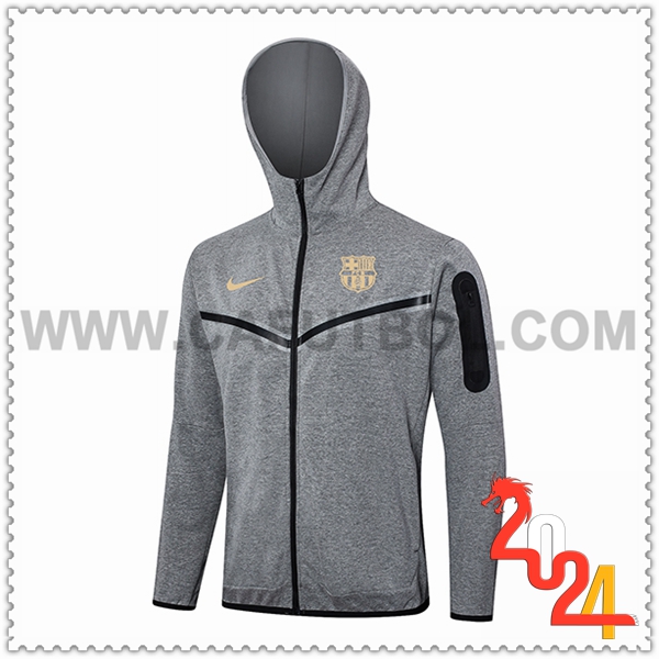 Chaqueta Con Capucha FC Barcelona Gris 2024 2025