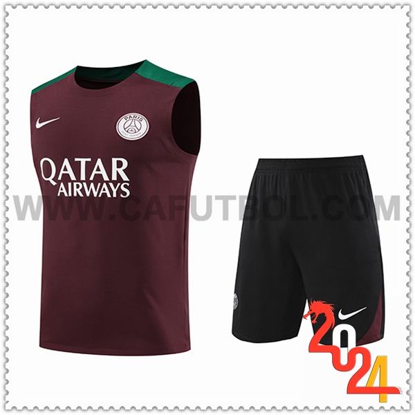 Camiseta Entrenamiento sin mangas PSG Rojo/Verde 2024 2025