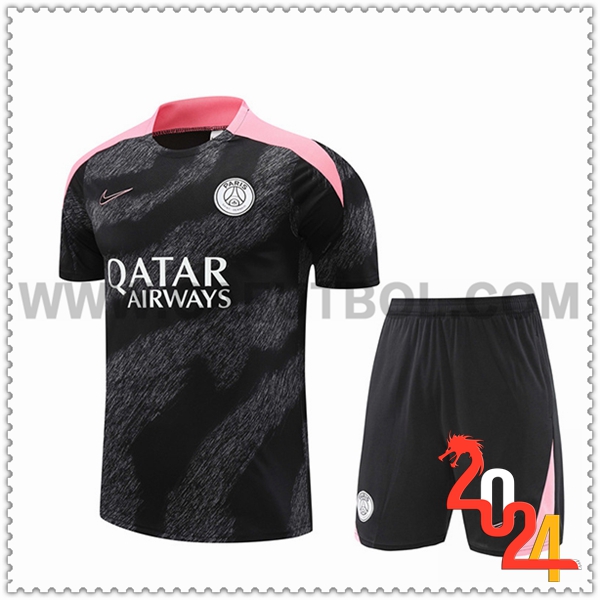 Camiseta Entrenamiento PSG Negro/Gris/Rosa 2024 2025