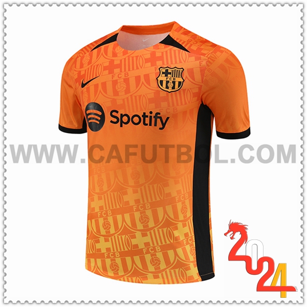 Camiseta Entrenamiento FC Barcelona Naranja/Negro 2024 2025