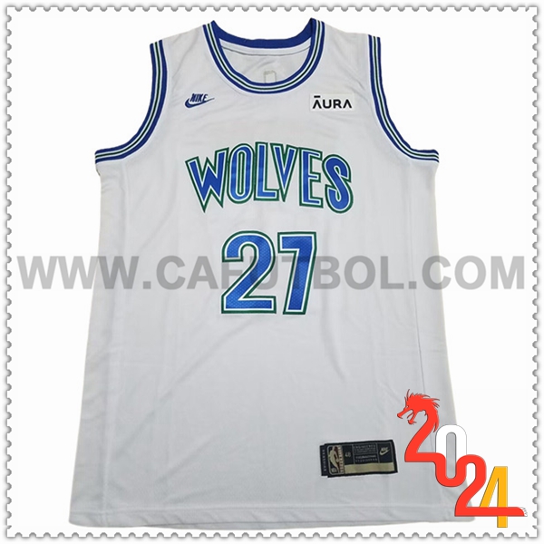 Camisetas Minnesota Timberwolves (GOBERT #27) 2024/25 Blanco/Azul -03