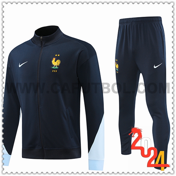 Chandal Futbol Chaquetas Francia Negro/Azul 2024 2025