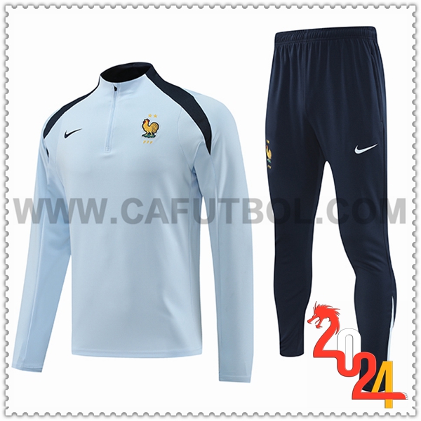 Chandal Futbol Francia Ninos Azul Claro 2024 2025