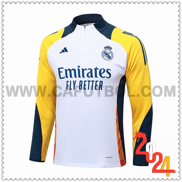Sudadera Entrenamiento Real Madrid Blanco/Amarillo/Azul 2024 2025
