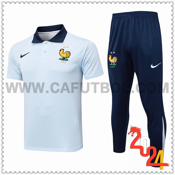Camiseta Polo Francia Azul Claro 2024 2025