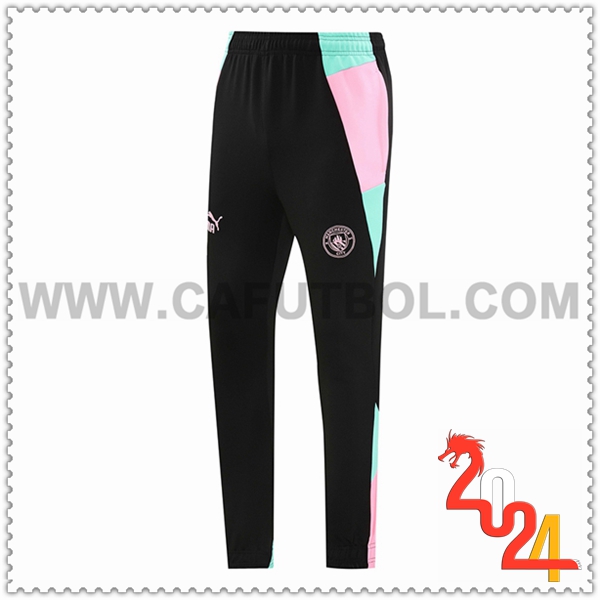 Pantalon Entrenamiento Manchester City Negro/Rosa/Verde 2024 2025