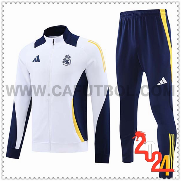 Chandal Futbol Chaquetas Real Madrid Blanco/Azul/Amarillo 2024 2025