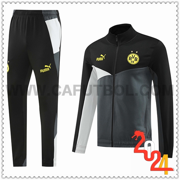 Chandal Futbol Chaquetas Dortmund Negro/Gris/Blanco/Amarillo 2024 2025