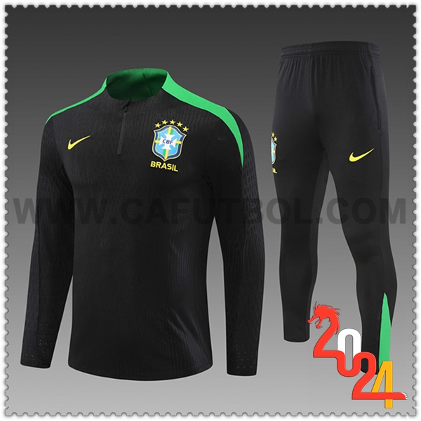 Chandal Futbol Brasil Ninos Negro/Verde 2024 2025