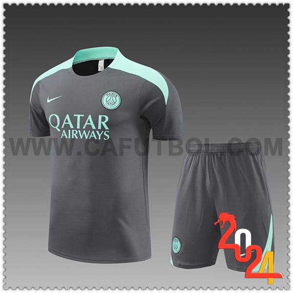 Camiseta Entrenamiento PSG Ninos Gris/Verde 2024 2025