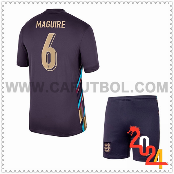 Segunda Camiseta Equipo Inglaterra MAGUIRE #6 Ninos 2024 2025