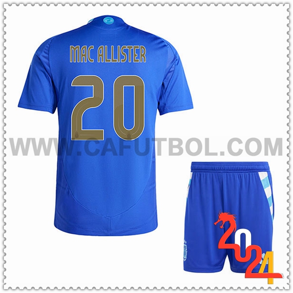 Segunda Camiseta Equipo Argentina MAC ALLISTER #20 Ninos 2024 2025