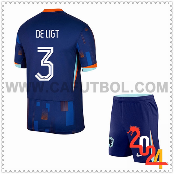 Segunda Camiseta Equipo Paises Bajos DE LIGT #3 Ninos 2024 2025