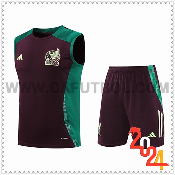 Camiseta Entrenamiento sin mangas México Verde/Marrón 2024 2025 -02
