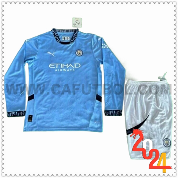 Primera Equipacion del Manchester City Ninos Mangas largas 2024 2025