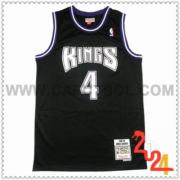 Camisetas NBA Sacramento Kings (WEBBER #4) 2024/25 Negro/Blanco